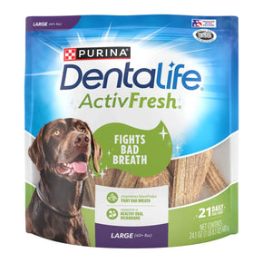 Purina  Activfresh Chicken Flavor Large Breed Adult Dog Dental Chews โ 24.1 Oz Pouch (21 Ct)