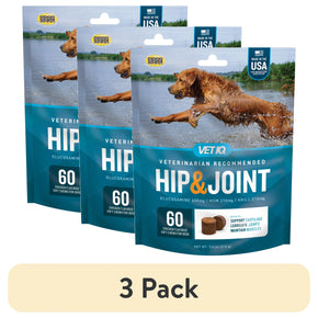 (3 Pack)  Hip & Joint Supplement for Dogs, Chicken Flavored Soft Chews, 7.4 Oz, 60 Count