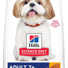 Hill's Science Diet Dry Dog Food, Adult 7+ for Senior Dogs, Small Bites, Chicken Meal, Barley & Brown Rice Recipe, 5 lb. Bag Pet Chet