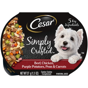 CESAR Simply Crafted Adult Wet Dog Food Meal Topper, Flavors Pet Chet