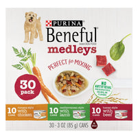 Purina Beneful Wet Dog Food Variety Pack, Medleys Tuscan, Romana & Mediterranean Style - (Pack of 30) 3 Oz. Cans Pet Chet