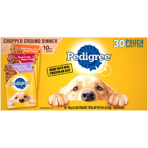 PEDIGREE CHOPPED GROUND DINNER Adult Soft Wet Dog Food Variety Pack, Flavors Pet Chet