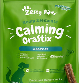 Orastix for Dogs - Calming Dental Sticks for Stress with Hemp Melatonin Chamomile Dog Healthy Teeth and Gums Calm Composure for Fireworks and Thunderstorms - 25Oz