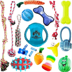 Pacific Pups - 18 Pack Dog Chew Toys - Puppy Toys - Dog Rope Toys Dog Plush