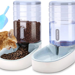 Pets Auto Feeder 3.8L,Food Feeder and Water Dispenser Set for Small & Big Dogs Cats and Pets Animals (Grey)