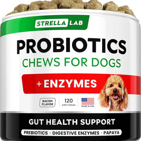 Probiotics Chews for Dogs & Digestive Enzymes + Digestion & Gut Health Treats, Probiotics for Dogs, Fiber Supplement, anti Diarrhea, Constipation, Upset Stomach&Gas Relief,Canine Prebiotic