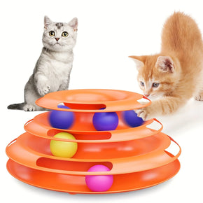 3-Layer Interactive Cat Toy Tower – Colorful Balls Puzzle Game for Mental & Physical Exercise Petchet