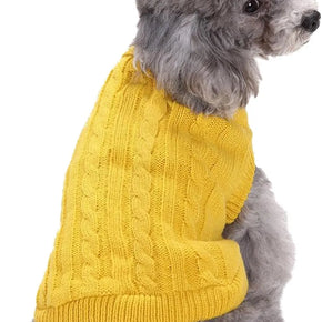 Small Dog Sweaters Knitted Pet Cat Sweater Warm Dog Sweatshirt Dog Winter Clothes Kitten Puppy Sweater (Small,Yellow)